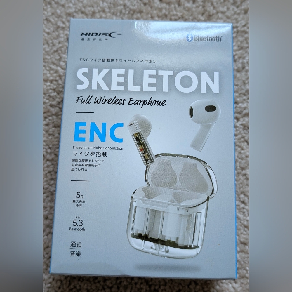 Skeleton Full Wireless Earphone with Charging Case